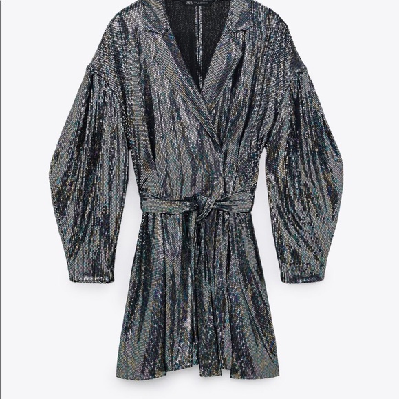 ZARA NWT BELTED SPARKLY JUMPSUIT - Picture 7 of 10